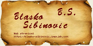 Blaško Sibinović vizit kartica
